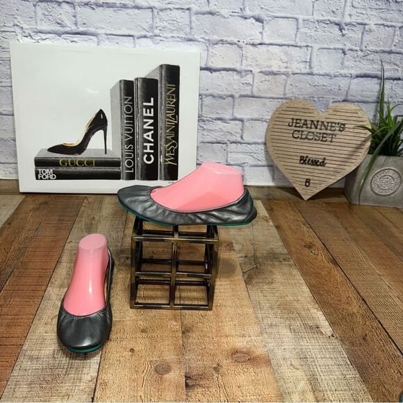 Tieks by Gavrieli Leather Ballet Flats Metallic Pewter Silver Women's Size 9 - Picture 11 of 11